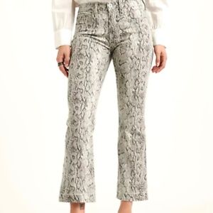 Lucky Snakeskin Print Stretch Denim Kick Crop Pants